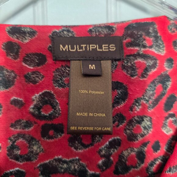 Leopard Print Red Sheer Blouse Size M Whimsigoth Y2K Slinky Boho Gypsy New - Picture 6 of 9